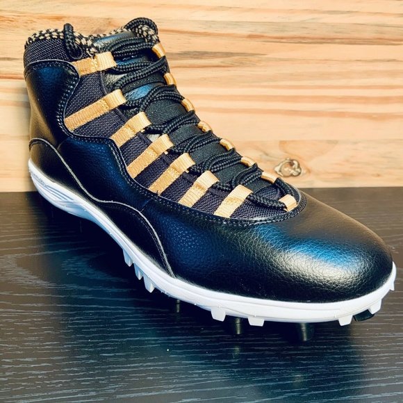 Nike Air Jordan 10 TD Mid Men's Football Cleats Black Gold NEW - Picture 4 of 9